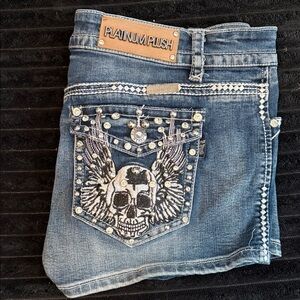 Platinum Plush Women's Blue Denim Embellished Jean Shorts